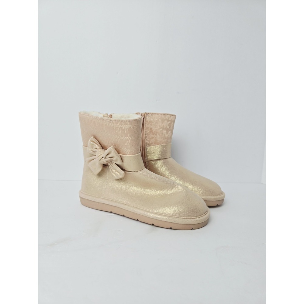 Michael Kors girls kids shoes New sz 12 pink gold glitter boots winter bow